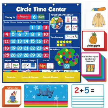 Imagem de Quadro de Bolsos Educativo SkilLify Calendário e Clima