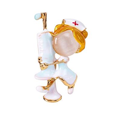 Imagem de Broche broche enfermeira broches decorativos liga corsage distintivo desenho para bolsas de natal para crianças, Enfermeira de tubos de agulha
