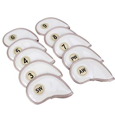 Imagem de Capa de cabeça de golfe, bolsa protetora de cabeça de golfe, PU à prova d'água para tacos de golfe Cabeça de golfe(Branco)