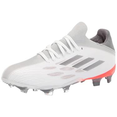 Imagem de adidas Tênis de futebol unissex adulto X Speedflow.2 Firm Ground, Branco/Ferro Metálico/Vermelho Solar, 4 Women/4 Men