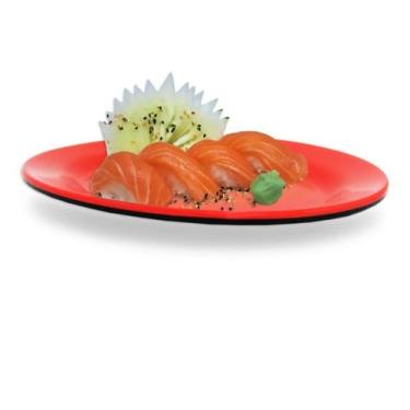 Imagem de Travessa Prato Oval 25 Cm Em Melanina Para Petiscos E Sushi Cor:Vermelho