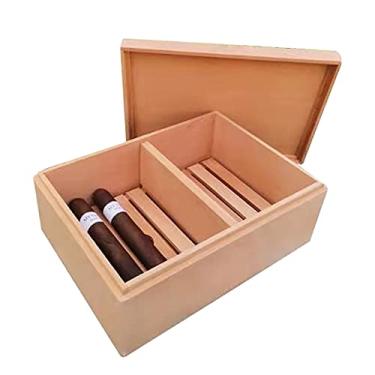 Imagem de HUACAYO Caixa de charutos, umidificador de madeira de cedro, feito à mão, pode armazenar cerca de 50 charutos