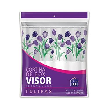 Imagem de PlastLeo Cortina para Box Visor Tulipas (1,35x2,00m) | Plast Leo (Ref.: 620-M), Lilás com Visor Estampado - Tulipa