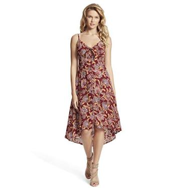 Imagem de Jessica Simpson Vestido feminino Fria Tie Front High Low Midi, Flores marroquinas da dália vermelha, PP