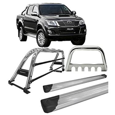 Imagem de Kit quebra mato +Estribo Plataf +Santo Ant DUPLO Hilux CROMO