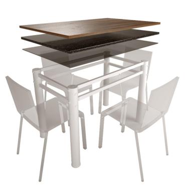 Imagem de Base Para Mesa De Vidro Jantar 4 Lugares Branca Retangular