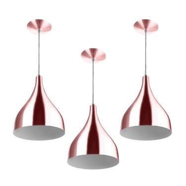 Imagem de Kit 3 Lustres Pd Gota Pequena Alumínio 21cm Gold Rose