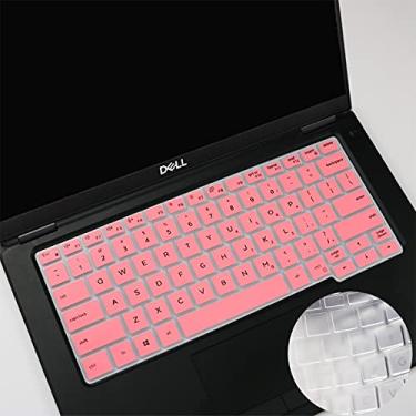 Imagem de 2 peças de capa de teclado para laptop Dell Latitude série 5000 5300 5310 de 13,3 polegadas, capa protetora para teclado de laptop Dell Latitude 7000 série 7300 13,3 polegadas - rosa + transparente