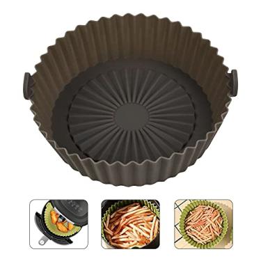 Imagem de burko Forro de fritadeira a ar de 16,5 cm/6,5 polegadas panela de fritadeira a ar reutilizável de fácil limpeza substituição de forro de redondo para forros de papel pergaminho