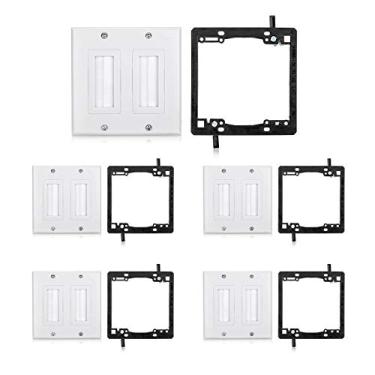 Imagem de Placa de parede Mxtechnic com escova dupla para sua casa A pulseira de acesso eletrônica para entretenimento de gangue funciona perfeitamente com cabos HDMI, coax, fios de alto-falante de áudio [listados pela UL] (5, kit branco)