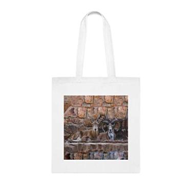 Imagem de Par de bolsas Transcaspian Urials Ovis Orientalis Arkal, presente divertido, bolsa de ombro, bolsas reutilizáveis, cesta de Natal de aniversário, ideia de presente, Branco