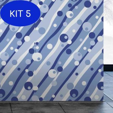 Imagem de Kit 5 Papel De Parede Adesivo Azul Bolhas Banheiro Abstrato 1M - Deliq
