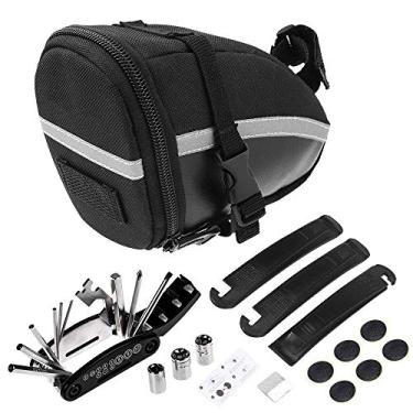 Imagem de Tingpai Kits de fer mentas de reparo de bicicletas Sela de bicicleta Bolsa pa assento de bicicleta 16 em 1 Kit de fer mentas de reparo multifuncional