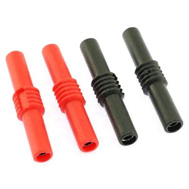 Imagem de DGZZI 4 peças 4 mm soquete banana fêmea para fêmea adaptador acoplador extensão conector isolado banana plug conectores preto vermelho