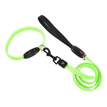 Imagem de Yajun Coleira LED para animais de estimação ajustável USB coleira para cães de estimação pode ser reciclada usando luzes de carregamento coleira para cães corda de tração para animais de estimação, verde, M