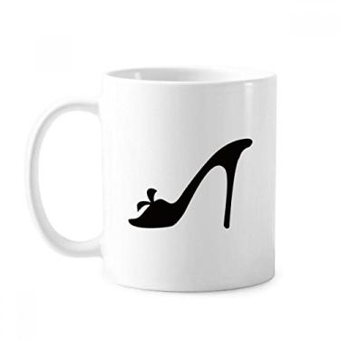 Imagem de Caneca de cerâmica preta com estampa de flores de salto alto em cerâmica xícara de porcelana de café