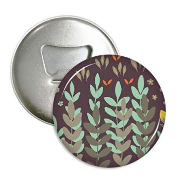 Imagem de Abridor de garrafas de tinta verde e marrom com flores e ímã de geladeira emblema multifuncional