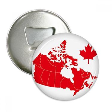Imagem de Símbolo de folha de bordo vermelha mapa do país do Canadá abridor de garrafas ímã de geladeira emblema multifuncional