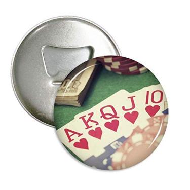 Imagem de Corações Flush Poker Gambling Foto Abridor de Garrafas Imã de Geladeira Emblema Multifuncional