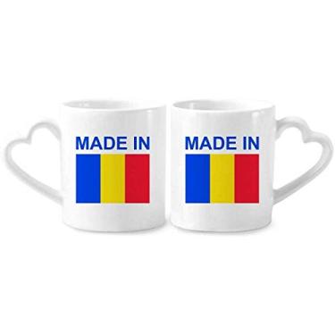 Imagem de Feito na Romênia Country Love Conjunto de canecas de porcelana de cerâmica para amantes de coração