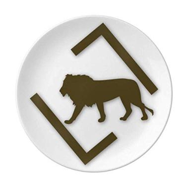 Imagem de Prato decorativo de porcelana para mesa de jantar com tema de leão e rei