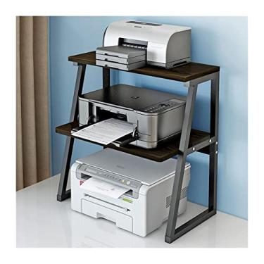 Imagem de KIZQYN Suporte de impressora impressora doméstica copiadora prateleira de armazenamento materiais de escritório rack de acabamento de mesa impressora de mesa de madeira de metal multicamadas (cor: 3 camadas 09)