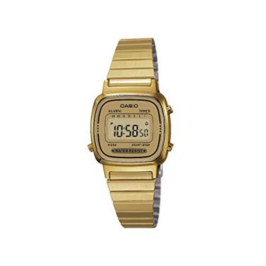 Imagem de CASIO Relógio feminino LA670WGA-9 ouro aço inoxidável quartzo com mostrador digital, Dourado, Relógio de quartzo