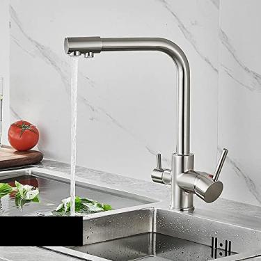 Imagem de Torneira filtrada para cozinha Balck com torneira purificadora de latão com pulverizador duplo para água potável Torneira para pia misturadora, E