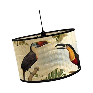 Imagem de Gralara Abajur com de tambor Retro Folk Spider para E26/E27 Porta-lâmpada Feito à mão 11,8 x 11,8 x 8 polegadas Abajur decorativo de bambu para, estilo C