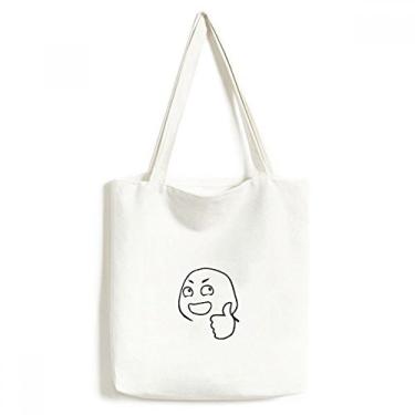 Imagem de Polegar Encourage Bolsa sacola de lona preta com estampa feliz bolsa de compras casual
