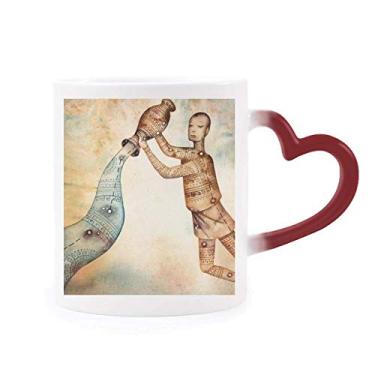 Imagem de Caneca sensível ao calor do zodíaco de janeiro de fevereiro, aquário, constelação vermelha que muda de cor
