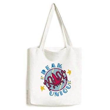 Imagem de Bolsa de lona colorida com estampa de vida marinha polvo bolsa de compras casual bolsa de mão