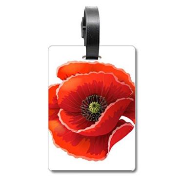 Imagem de Red Flower Painting Big Corn Mala Etiqueta para Bagagem Cartão de Bagagem Scutcheon Etiqueta