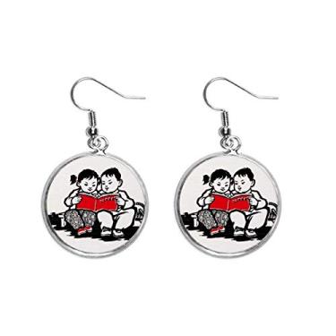 Imagem de Brinco de prata com pingente de orelha chinesa patriotismo para meninos e meninas, joia feminina