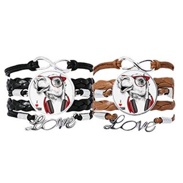 Imagem de DIYthinker Camel Headset Pulseira de pintura de música Rock com alça de mão de couro conjunto duplo para presente