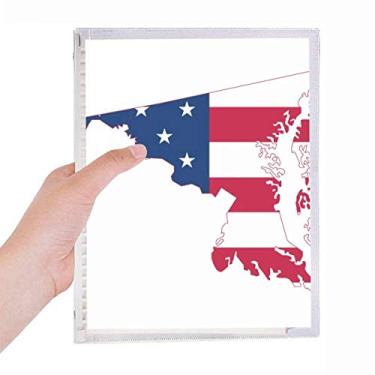 Imagem de Maryland Mapa dos EUA Listras Bandeira Formato Caderno Folhas Soltas Diário Recarregável