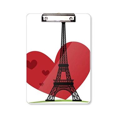 Imagem de Amor coração Torre Eiffel França Prancheta Prancheta Placa de apoio A4