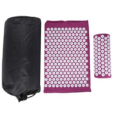Imagem de Yencoly Tapete de acupressão, tapete para alívio da dor com bolsa de transporte tapete de massagem para o chão, cama e casa (tapete de acupuntura de três peças roxo)