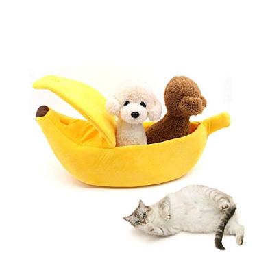 Imagem de SEIS Winter Cat Banana Bed Dog House Warm Boat Pet Sleep Nest Cotton Cushion Coral Fleece Dog Pad Cat Mat (GG)