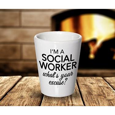 Imagem de Copos de shot de assistente social – I'm a Social Worker What's Your Excuse – Presentes de assistente social – Ideia exclusiva de presentes de cerâmica (4)