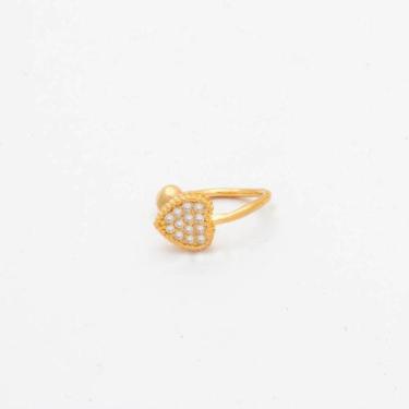 Piercing Fake Orelha Branco Cartilagem Folheado Ouro Par - Shelook