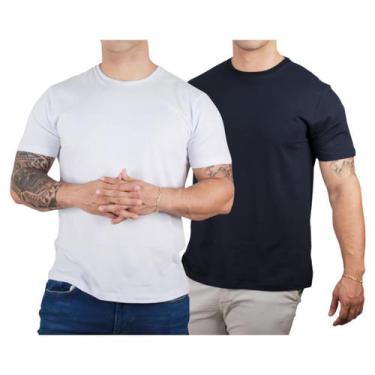 Imagem de Kit 2 Camisetas Básicas Masculina Algodão Premium Slim Fit Diversas Co