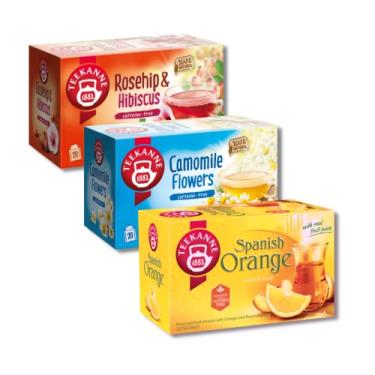 Imagem de Chás Teekanne - Flores de Camomila 30g, Roseira com Hibisco 70g, Laranja Espanhola 50g. (Total 60 saquinhos, 150g)