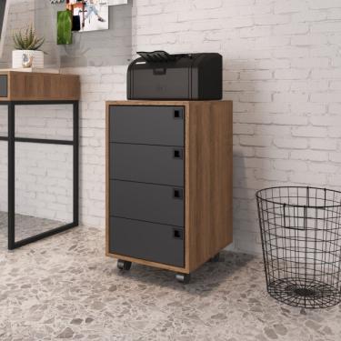 Imagem de Gaveteiro Avulso 4 Gavetas Placa e Ponto Grafite e Mel