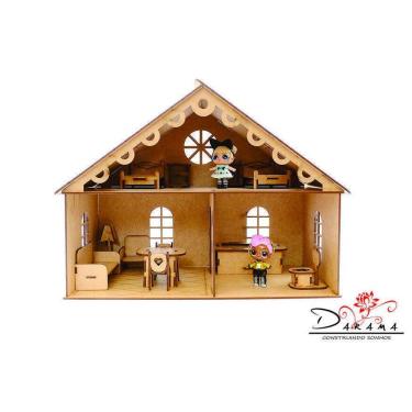 Imagem de Kit Casa Boneca 20 Moveis Decorativa Lily Mdf Natural Darama