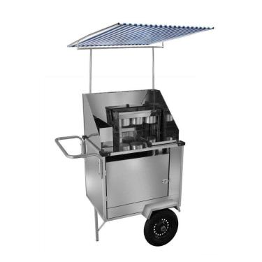 Imagem de Carrinho de Cachorro Quente Inox com Toldo Rodas Pneumáticas