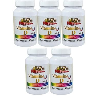 Imagem de 5 Potes de Vitamina D Colecalciferol 60 Cápsulas 500mg-Unissex