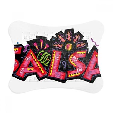 Imagem de Moldura de quebra-cabeça com slogan de salsa rosa Elment da cultura do México, enfeite de quebra-cabeça