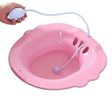 Imagem de Sitz Banho para hemorróidas e cuidados pós-parto, banhos portáteis Sitz alívio do períneo, bacia de imersão, banheira de sais para mulheres e homens, rosa 1,39 x 39 cm