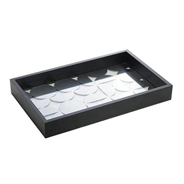 Imagem de Bandeja de Madeira com Fundo de Vidro Bauhaus Pinus Preta 38cm x 24cm x 4,5cm - Woodart